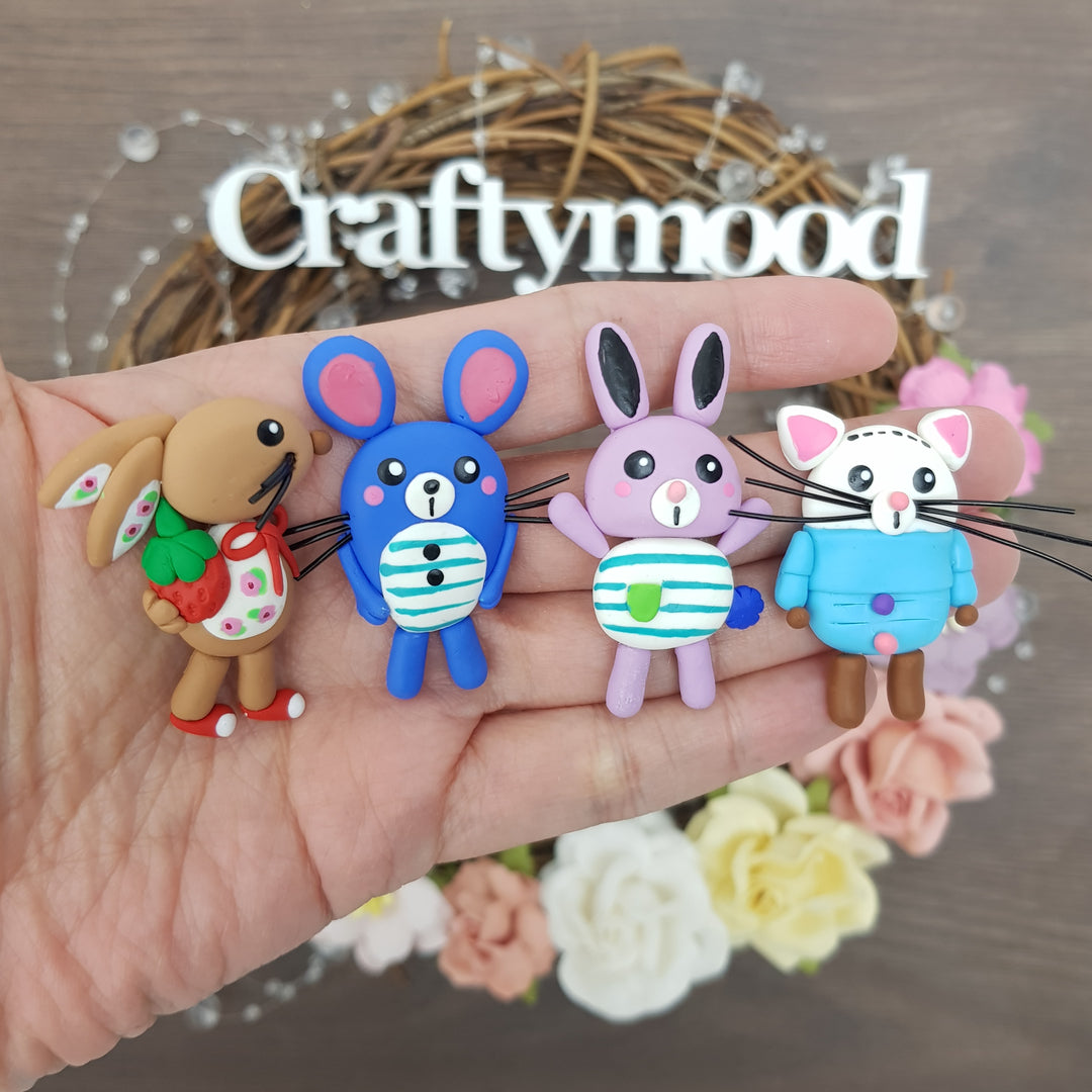 SALE Animal and Friends Big Eyes - Embellishment Clay Bow Centre