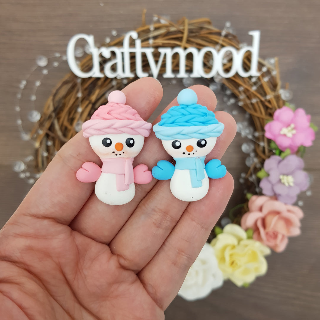Snowman - Handmade Flatback Clay Bow Centre
