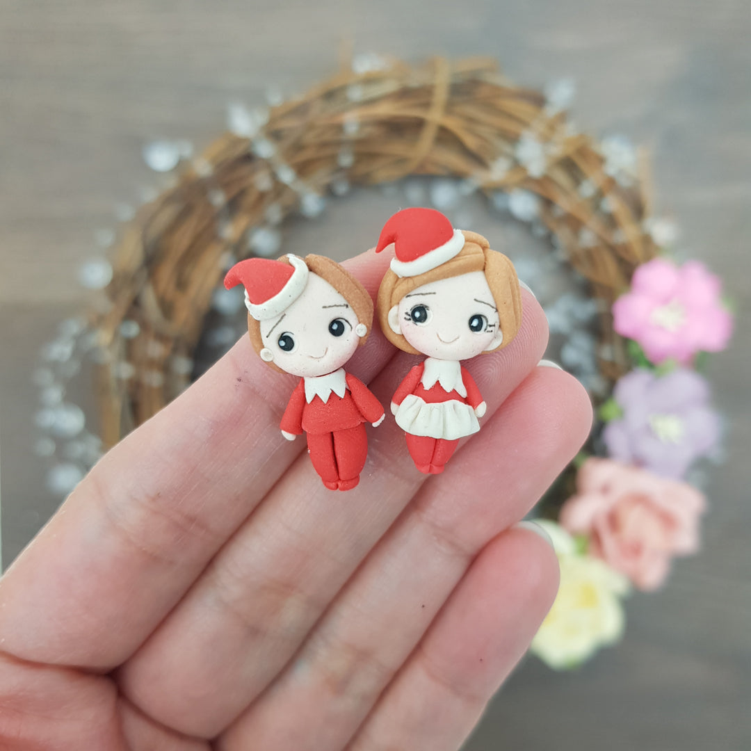 red elf mini - Handmade Flatback Clay Bow Centre