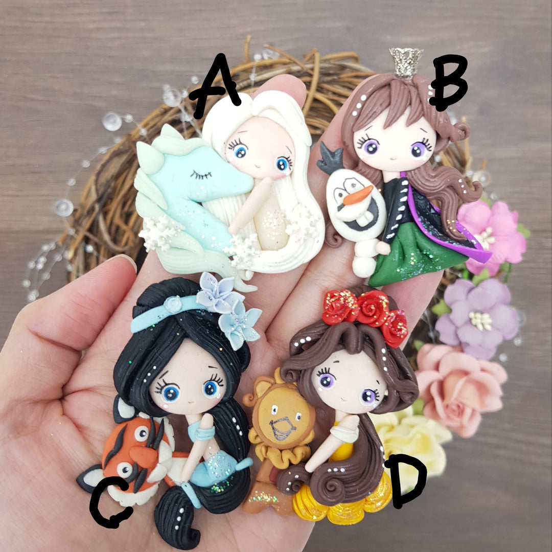 Princess - Handmade Flatback Clay Bow Centre