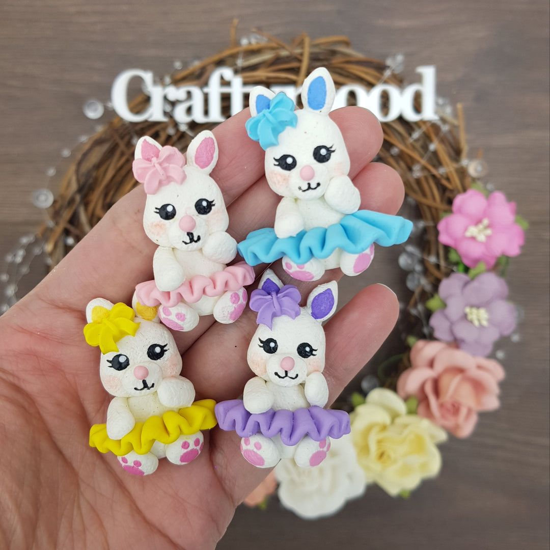 Cute bunny tutu - Handmade Flatback Clay Bow Centre