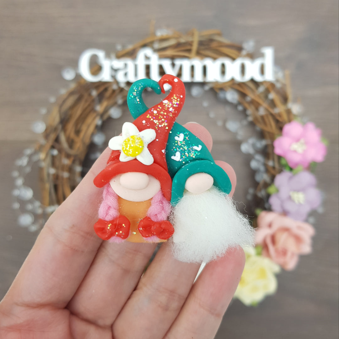 Valentine gonk gnomes - Handmade Flatback Clay Bow Centre