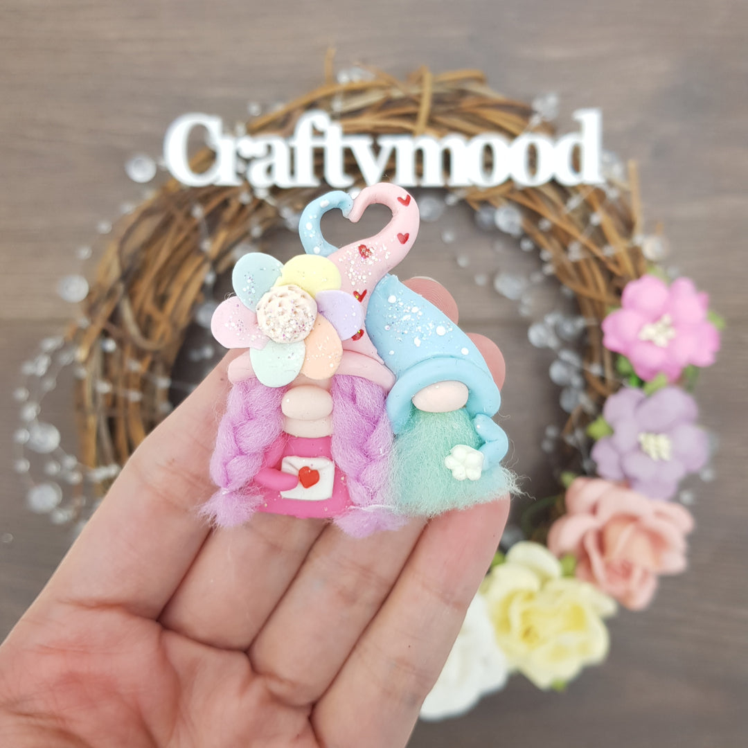 Valentine gonk gnomes B - Handmade Flatback Clay Bow Centre