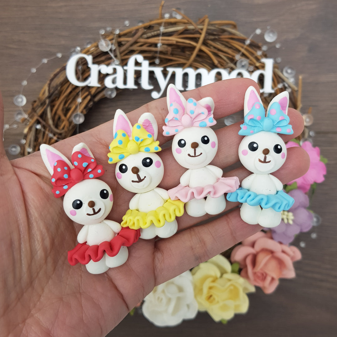 bunny tutu easter - Embellishment Clay Bow Centre