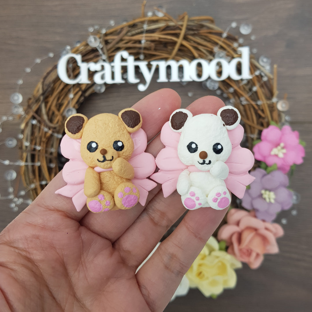 Valentine bear Bow - Embellishment Clay Bow Centre