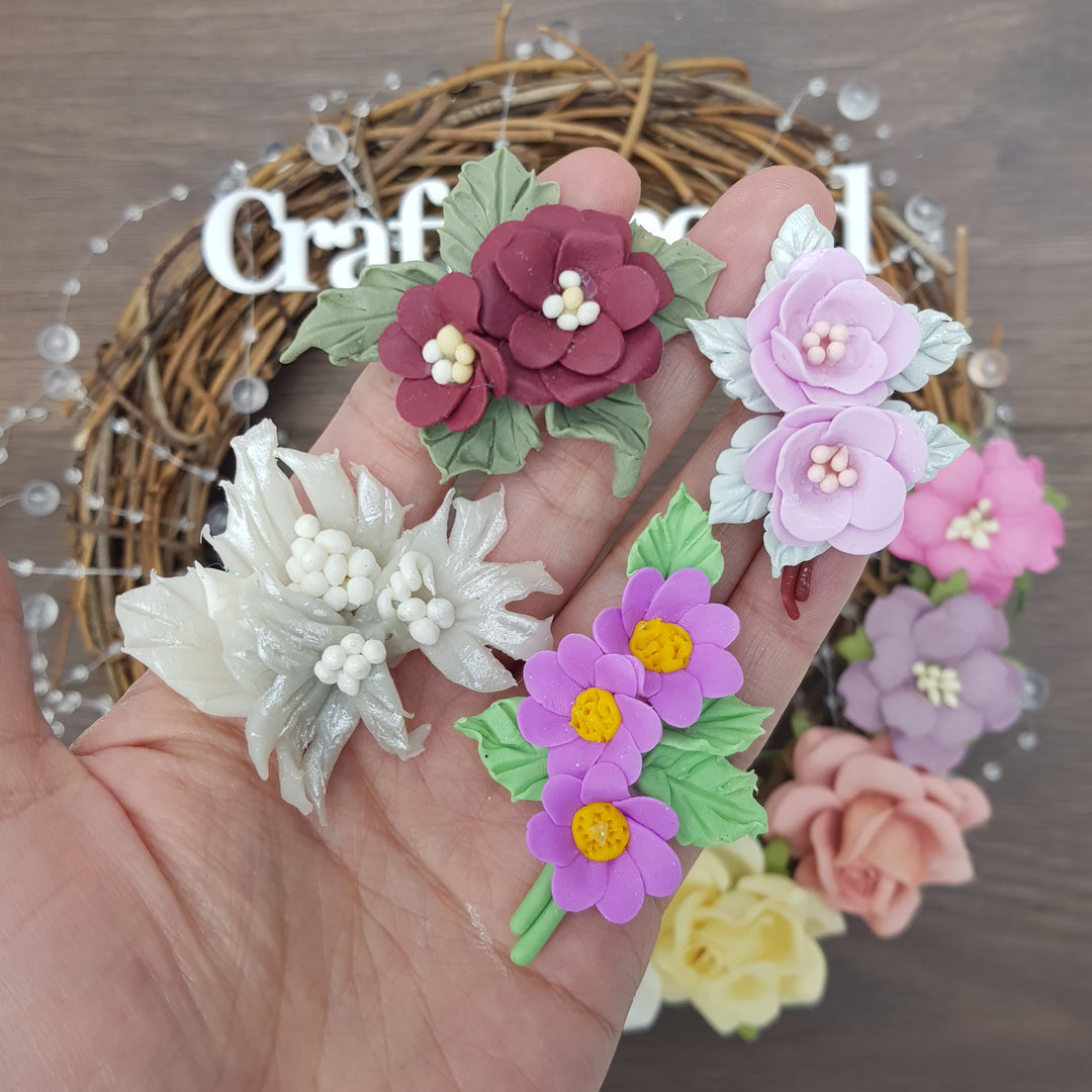 flower cluster - Embellishment Clay Bow Centre