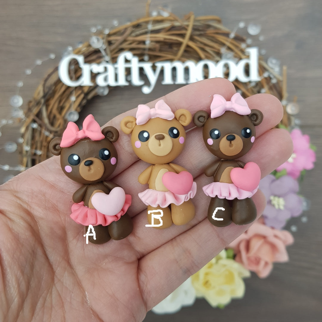 valentine bear tutu - Embellishment Clay Bow Centre