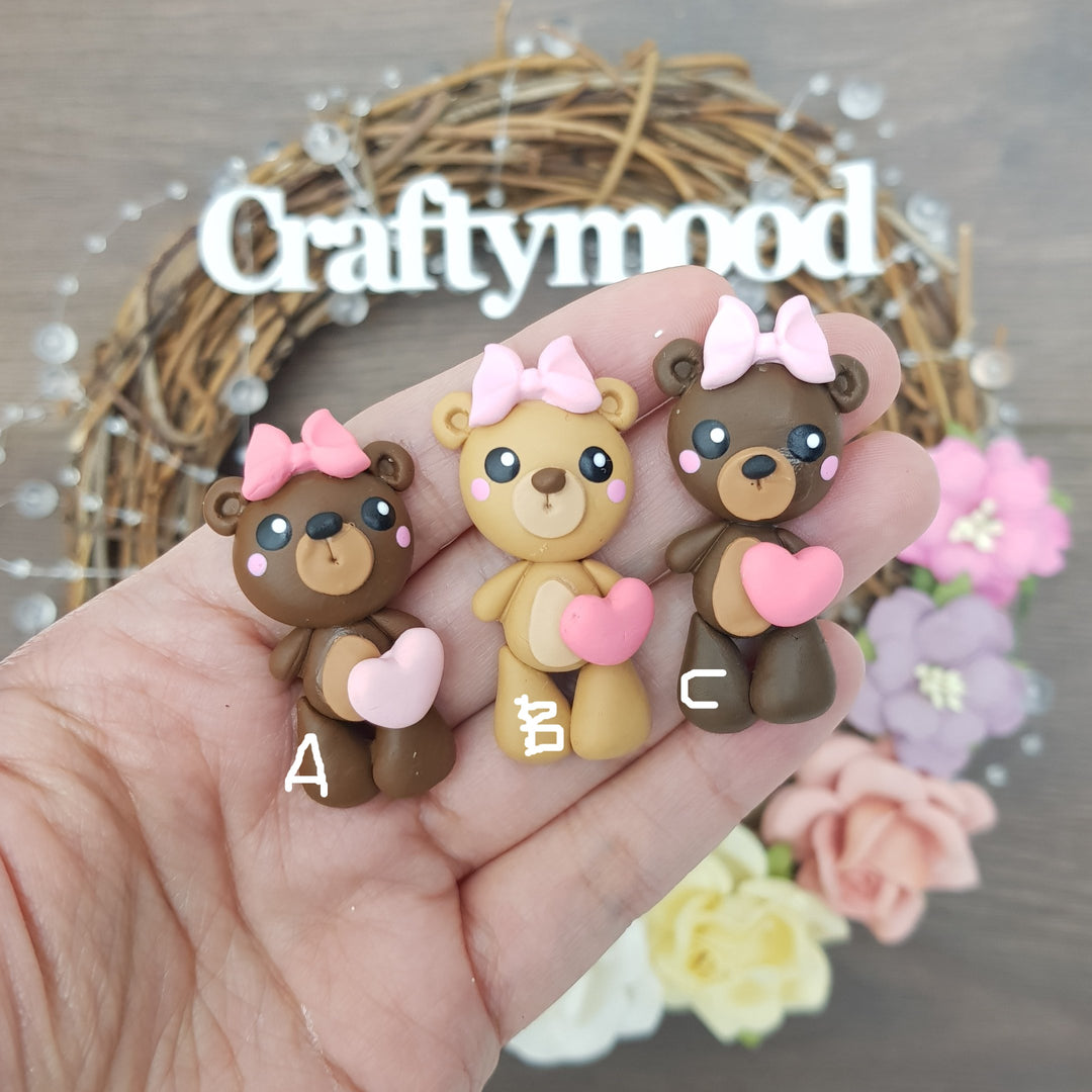 valentine bear - Embellishment Clay Bow Centre