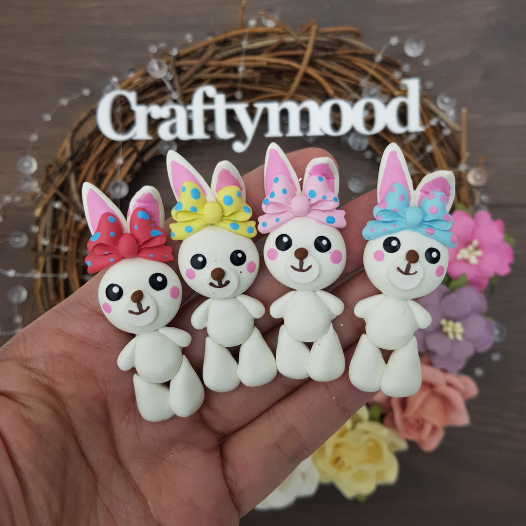 bunny easter - Embellishment Clay Bow Centre
