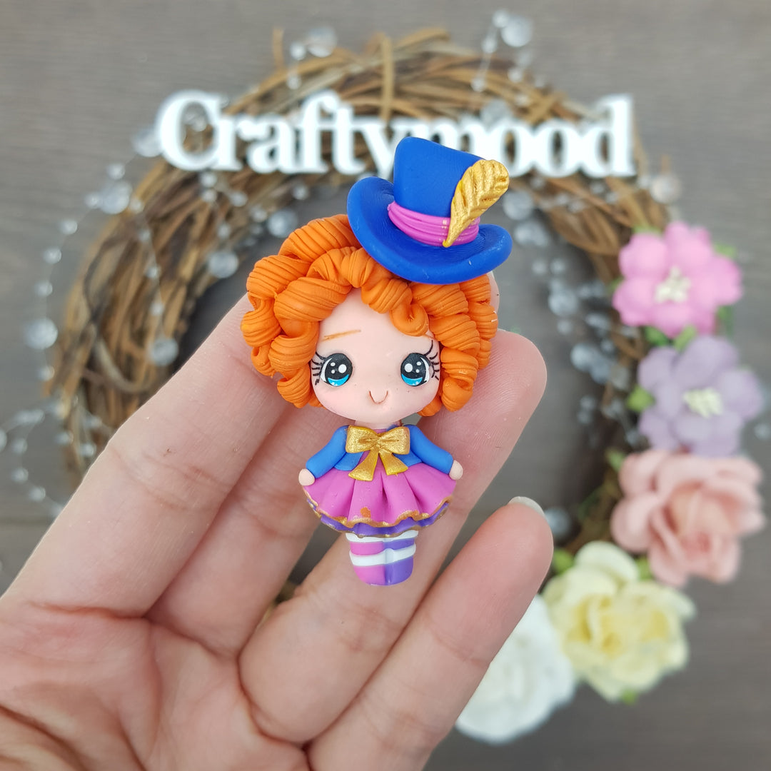 Clown girl  - Handmade Flatback Clay Bow Centre