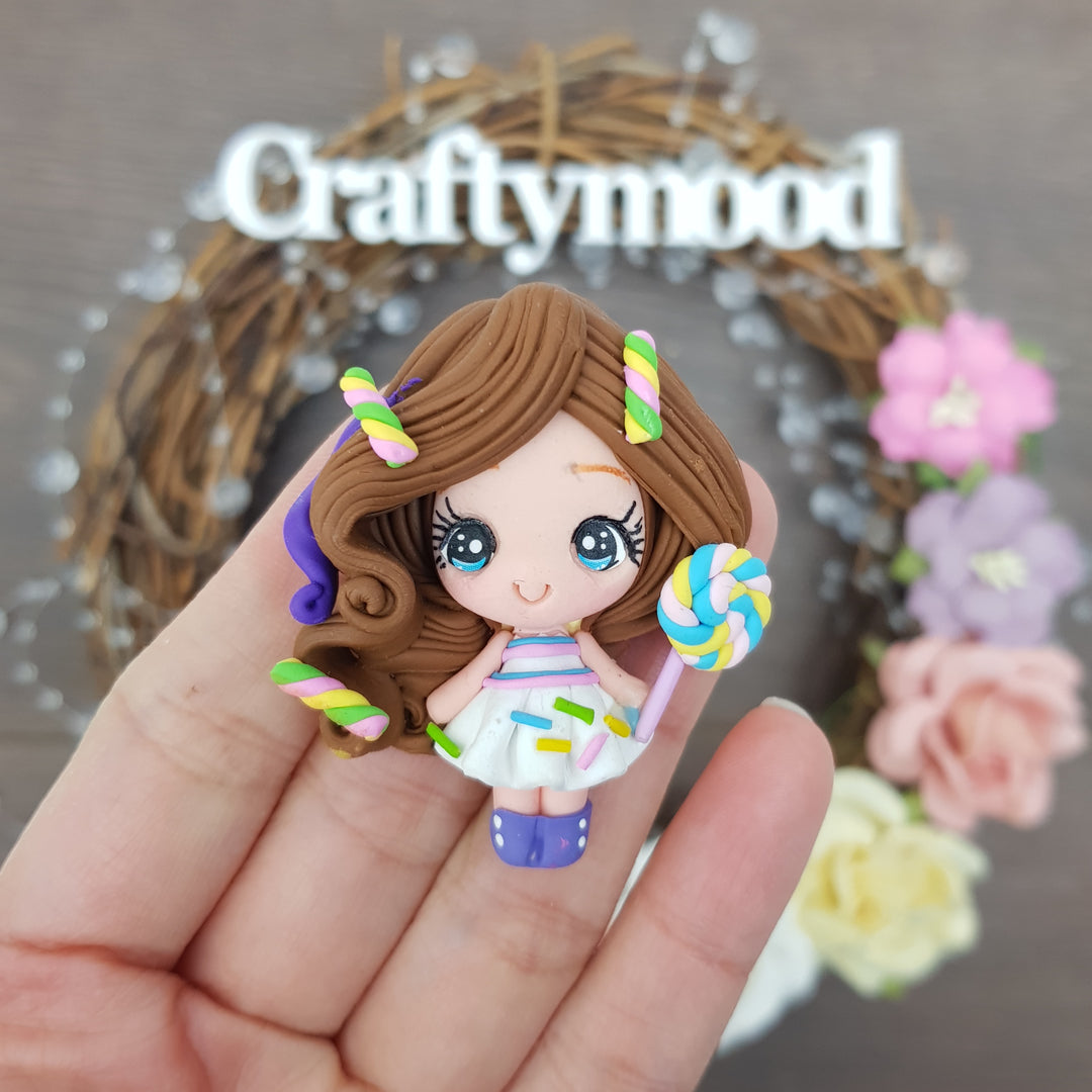 candy girl - Handmade Flatback Clay Bow Centre