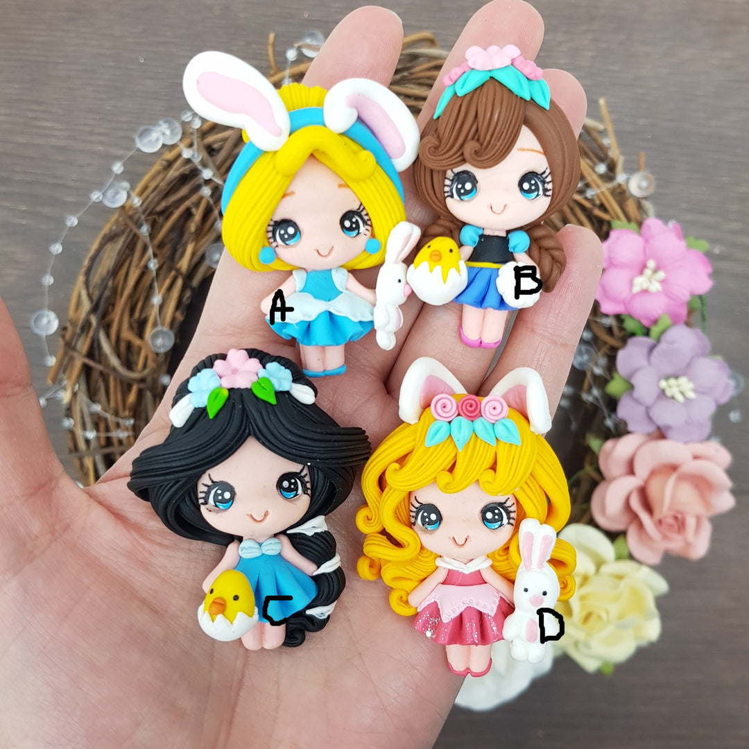 Easter Princess - Handmade Flatback Clay Bow Centre