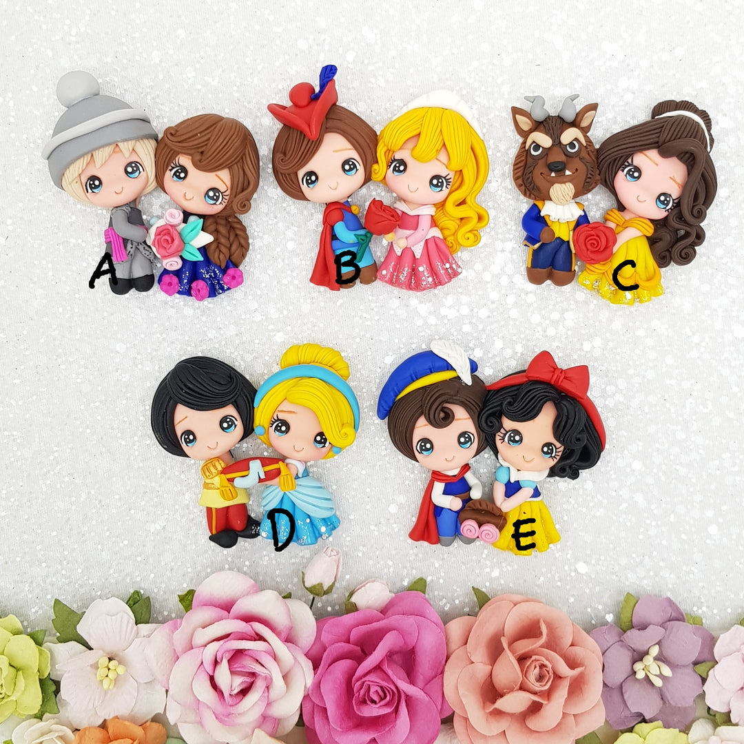 Princess and Prince - Handmade Flatback Clay Bow Centre