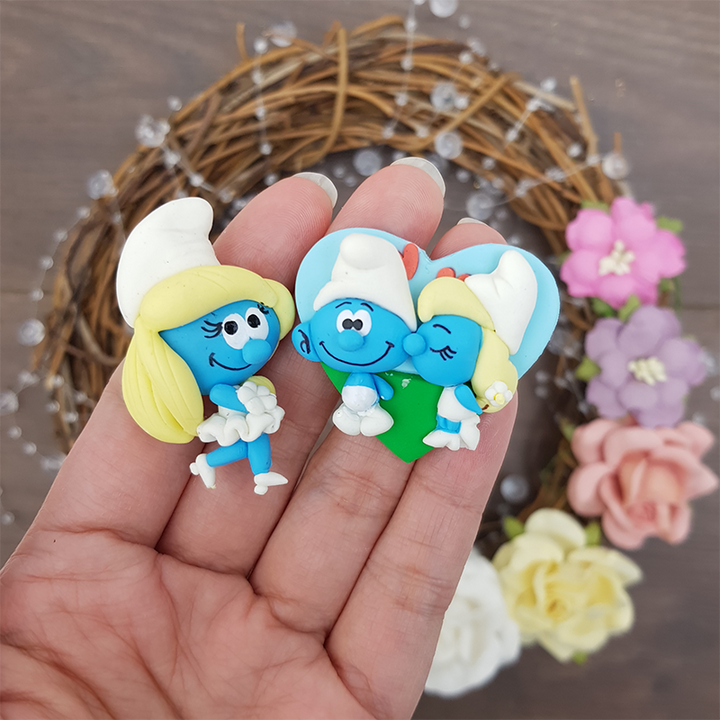 Blue kiss love - Embellishment Clay Bow Centre