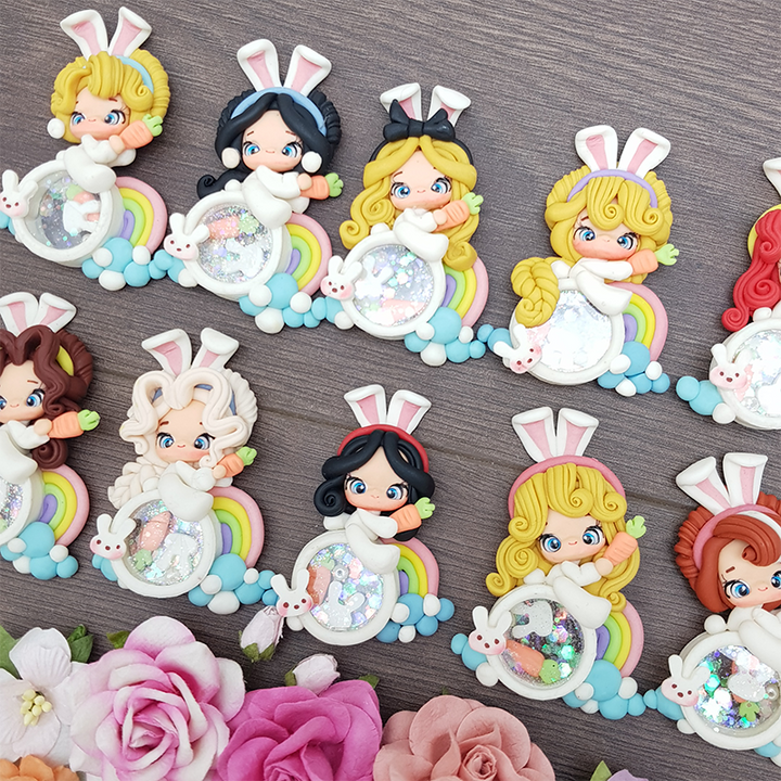 Princess bunny shaker set of 10 - Embellishment Clay Bow Centre