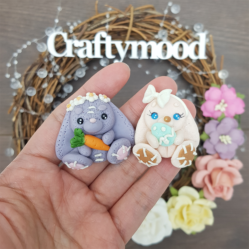 Easter bunny doll - Embellishment Clay Bow Centre
