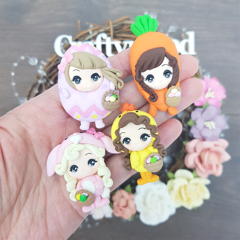 MAX 2 EACH model each PERSON Easter dressing up girls - Handmade Flatback Clay Bow Centre