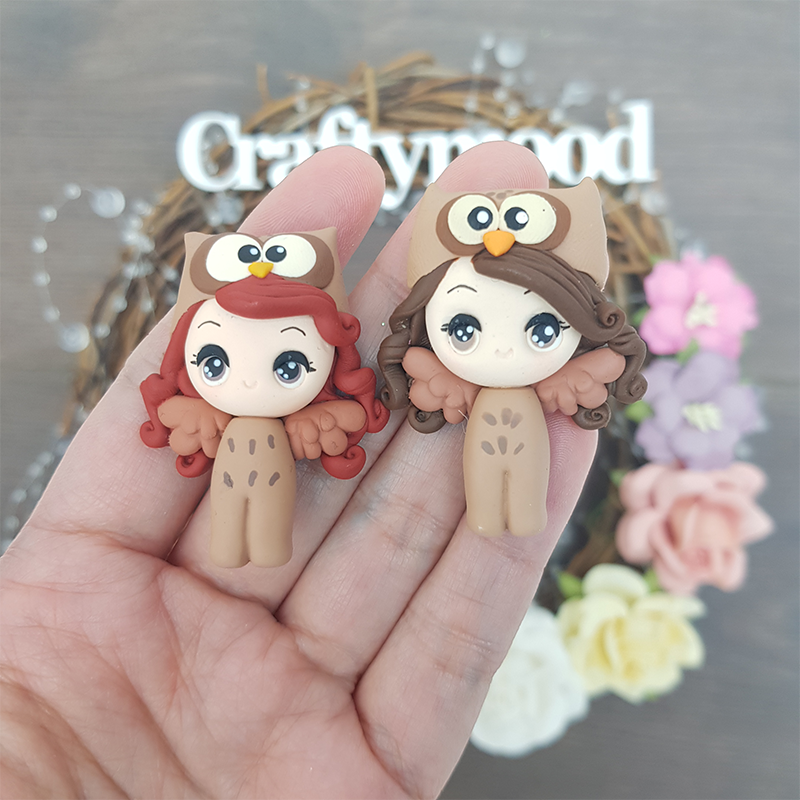 MAX 2 EACH PERSON Owl dressing up girls - Embellishment Clay Bow Centre