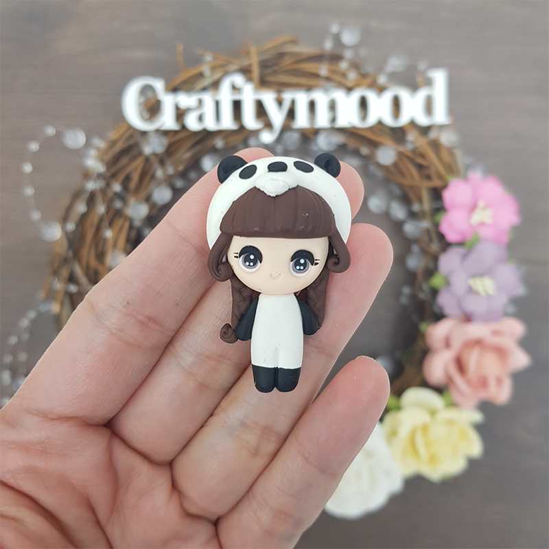 MAX 2 EACH PERSON Panda dressing up girl - Embellishment Clay Bow Centre