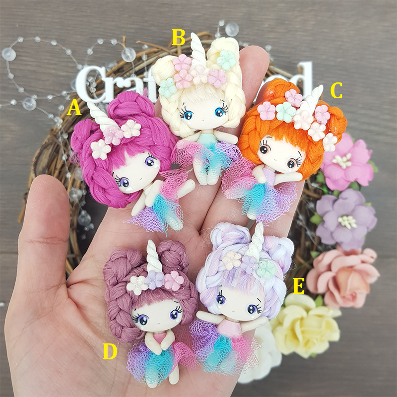 Ballerina unicorn girl - Embellishment Clay Bow Centre