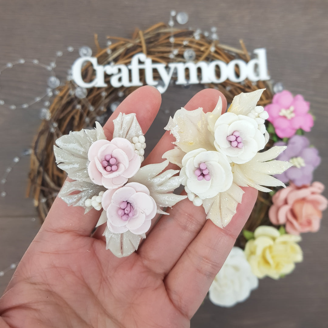 Faint pink flower - Embellishment Clay Bow Centre - bridal