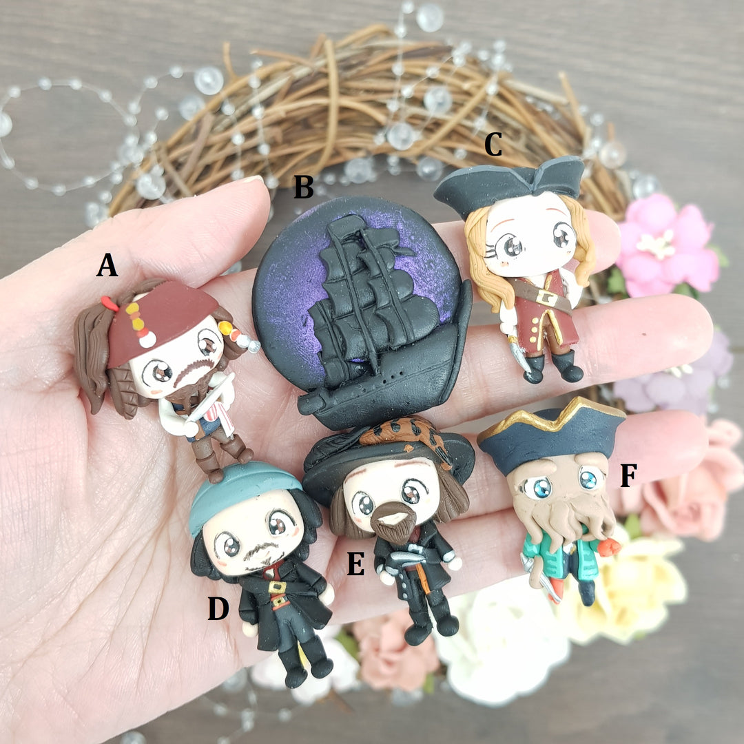 Pirate friends - Handmade Flatback Clay Bow Centre