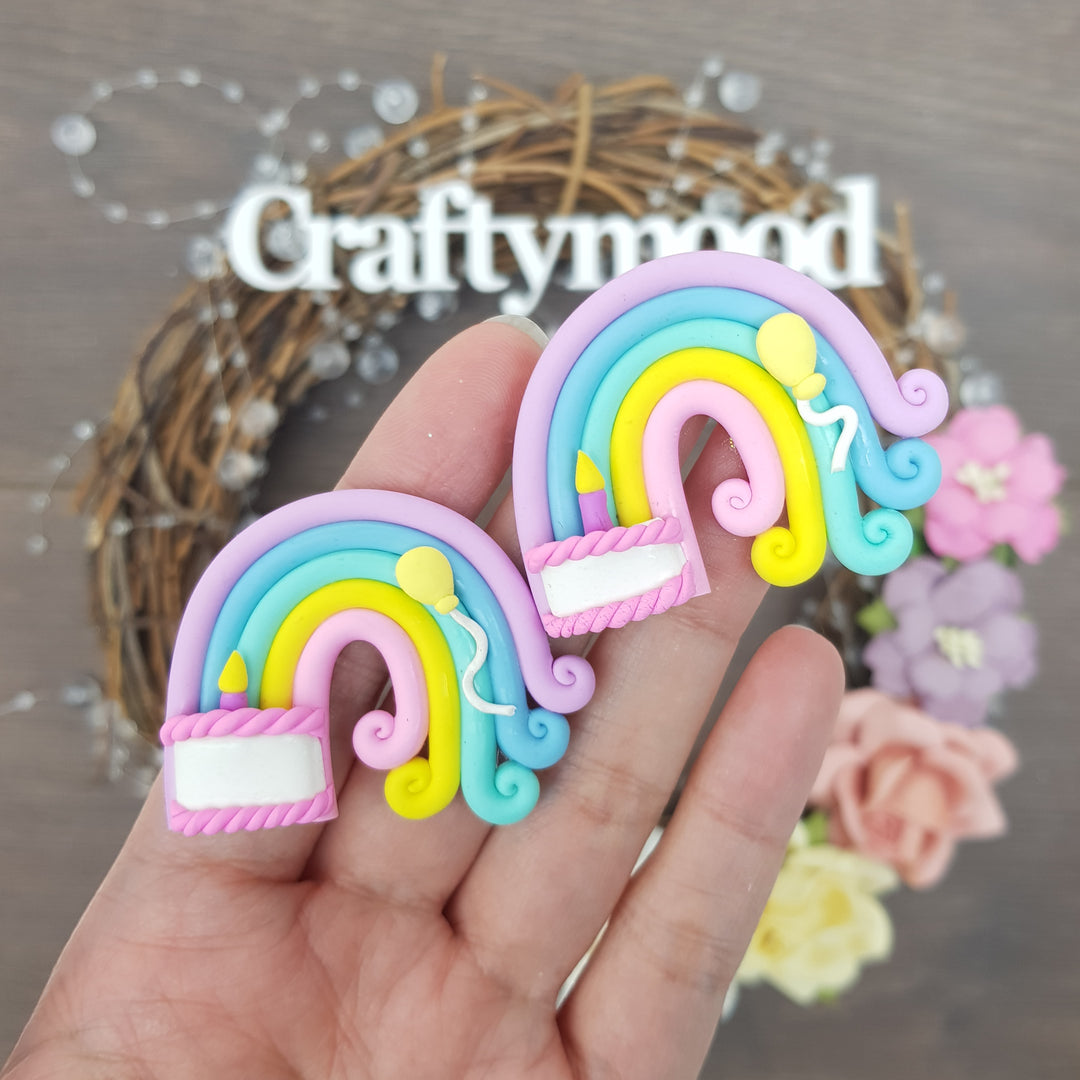 Rainbow birthday - Embellishment Clay Bow Centre