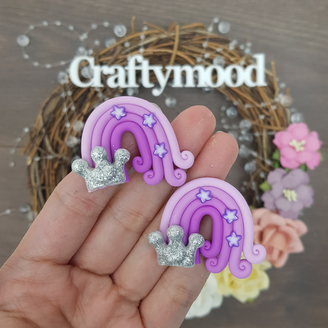 Rainbow purple crown - Embellishment Clay Bow Centre