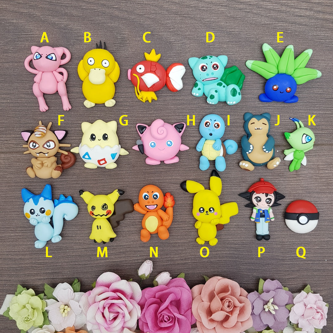 Cute catch the monster - Handmade Flatback Clay Bow Centre