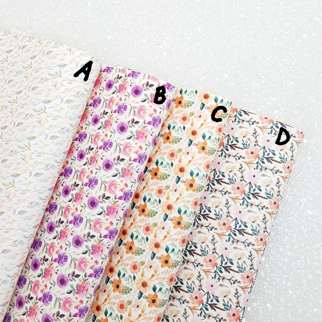 Floral - Leatherette vinyl - canvas - choose Fabric material Sheets