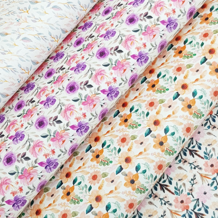 Floral - Leatherette vinyl - canvas - choose Fabric material Sheets