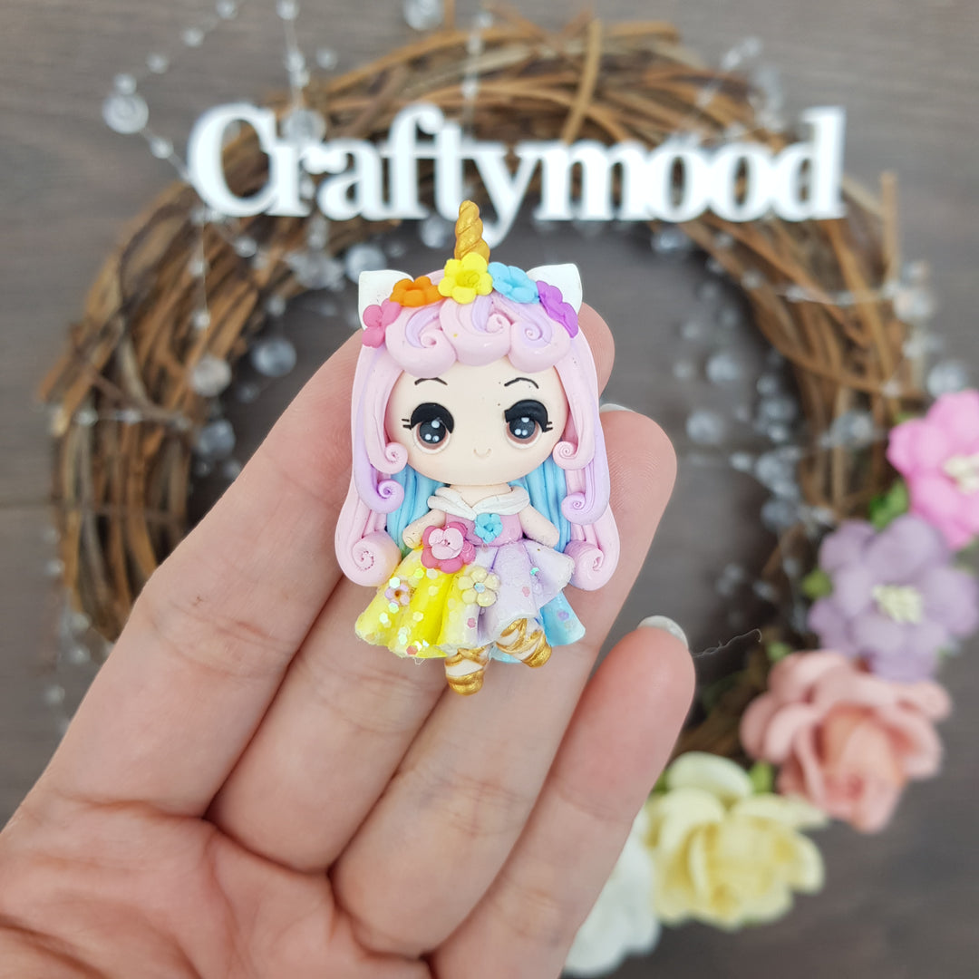 Max 2pcs /person Unicorn rainbow princess - Embellishment Clay Bow Centre