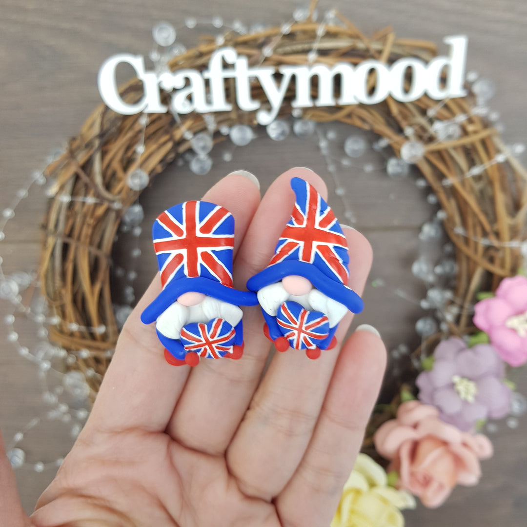 SALE Union jack gonks - Handmade Flatback Clay Bow Centre