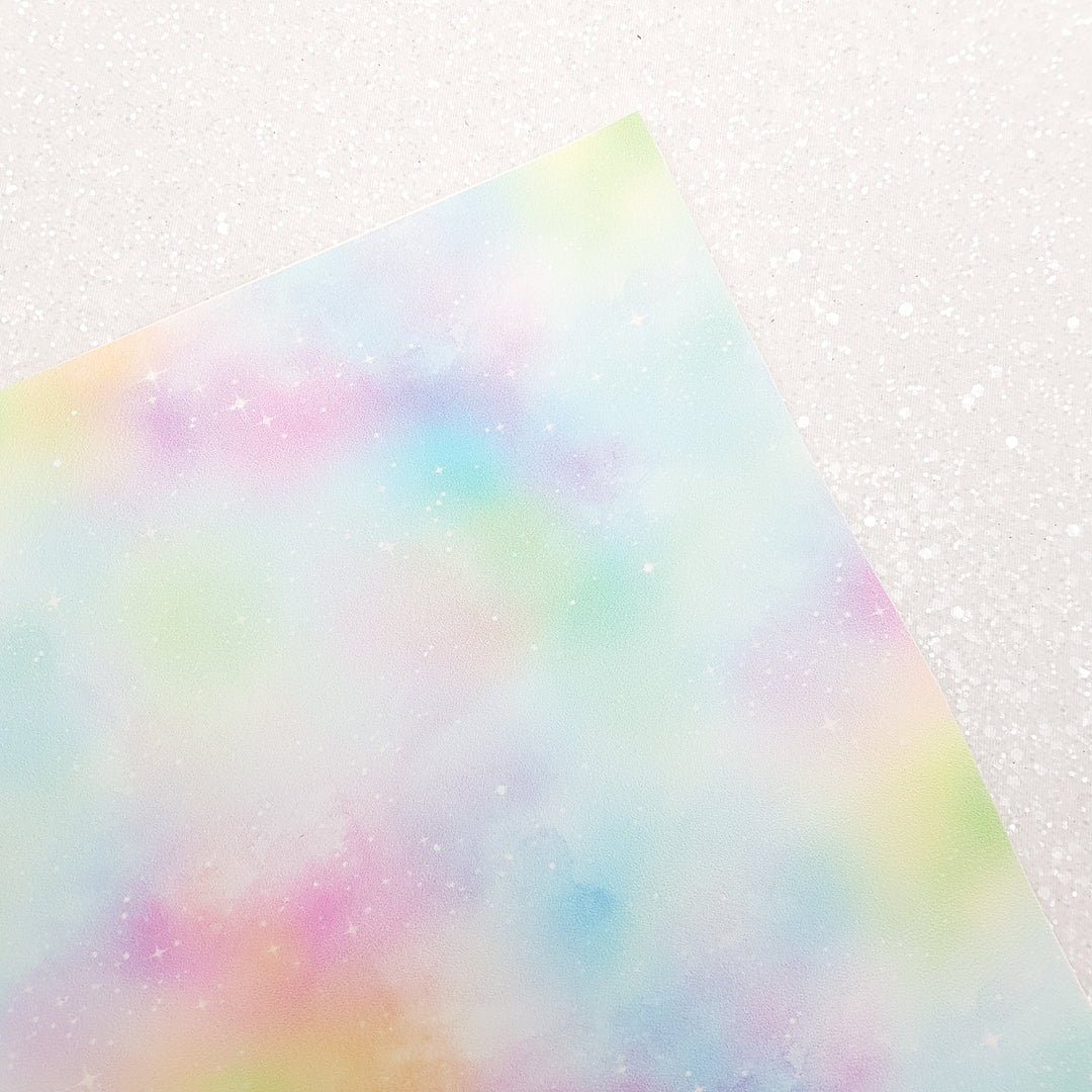 Galaxy dream rainbow - Pu Leather vinyl - canvas - choose Fabric material Sheets