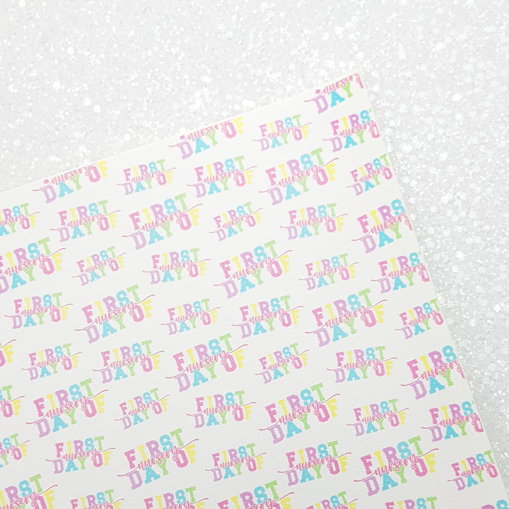 First day of nursery - school - reception - Pu Leather vinyl - canvas - choose Fabric material Sheets