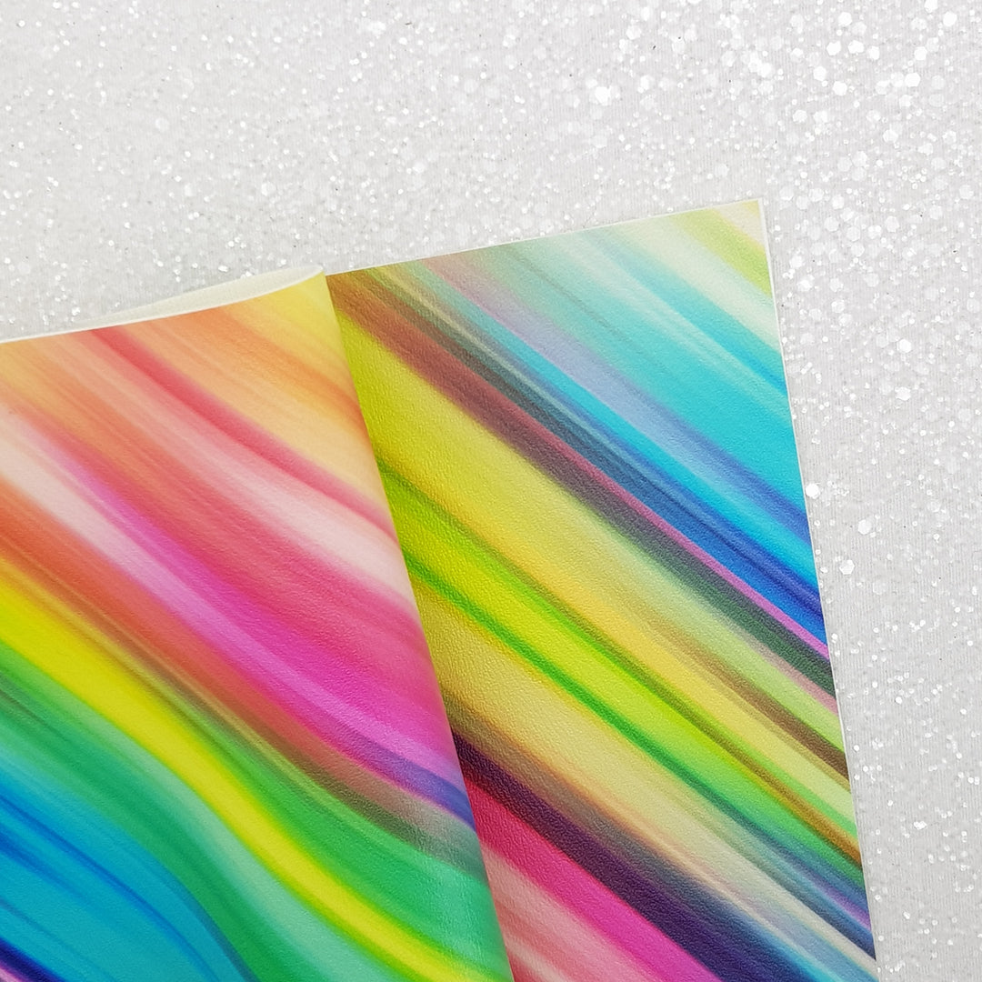 Oil Paint rainbow - vegan faux Leather vinyl - canvas - choose Fabric material Sheets