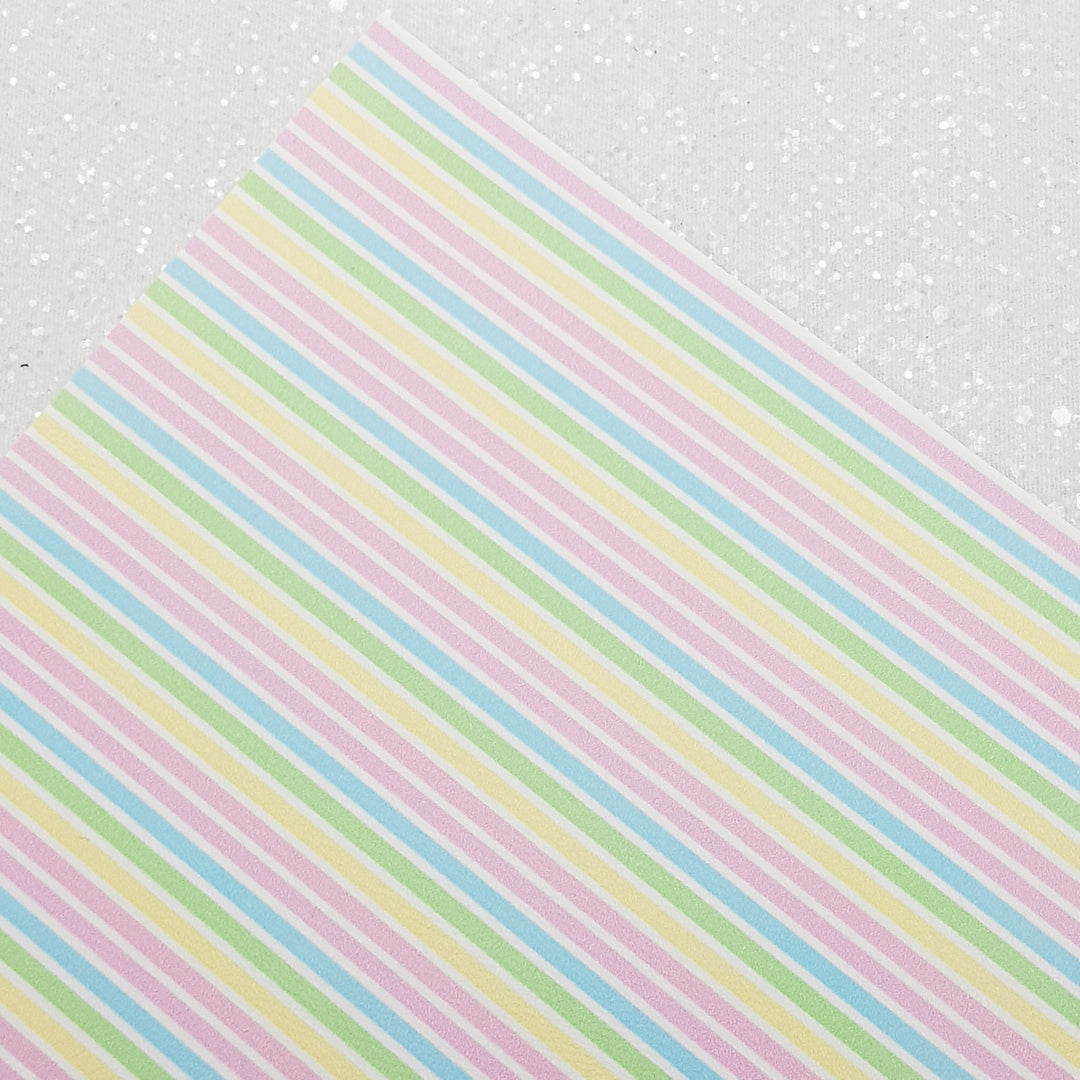 Pastel stripes - Pu Leather vinyl - canvas - choose Fabric material Sheets