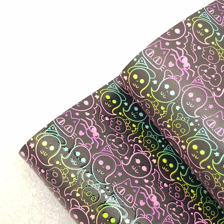 Boo ghost  - vegan faux Leatherette vinyl - canvas - choose Fabric material Sheets