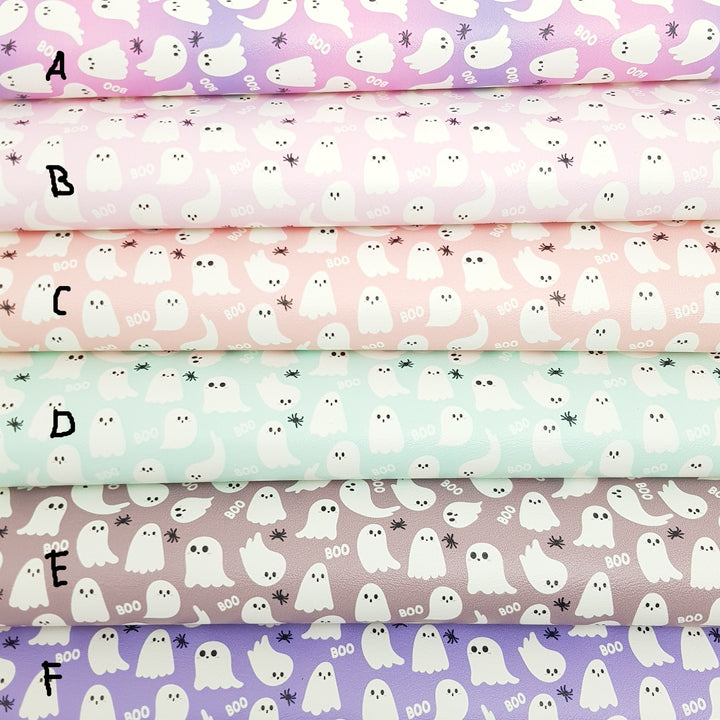 Ghost boo  - vegan faux Leather vinyl - canvas - choose Fabric material Sheets