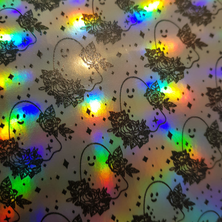 Holographic ghost - faux vegan Leather vinyl