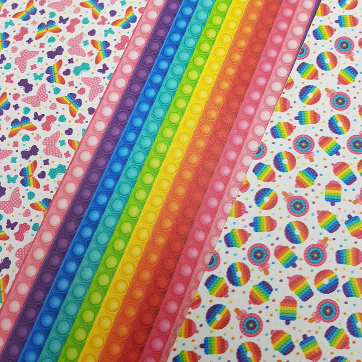 Pop it  - faux vegan Leather vinyl - canvas - choose Fabric material Sheets
