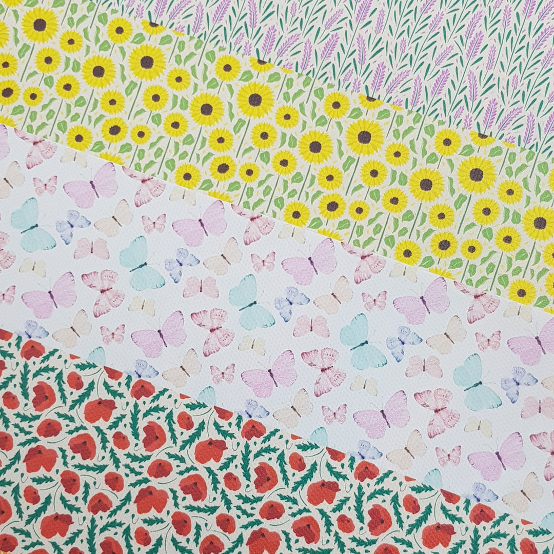 Betsy flower liberty style  - faux vegan Leatherette vinyl - canvas - choose Fabric material Sheets
