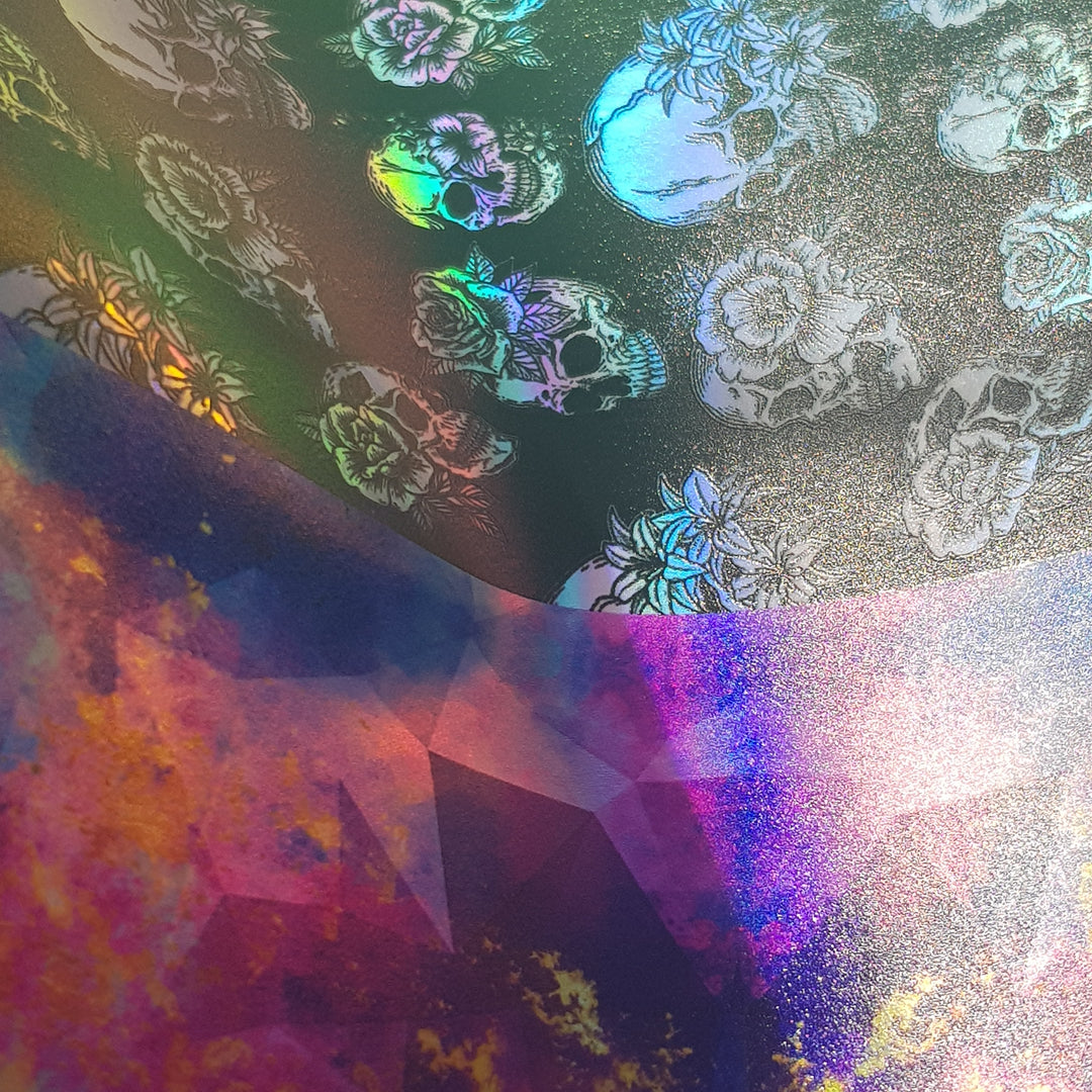 Holographic skeleton- rainbow gem- faux vegan Leather vinyl