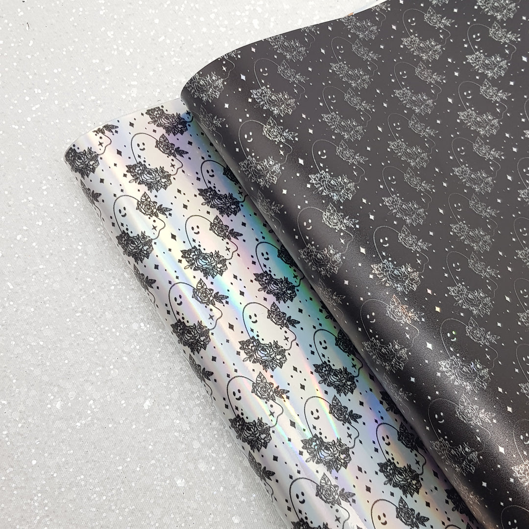 Holographic ghost - faux vegan Leather vinyl