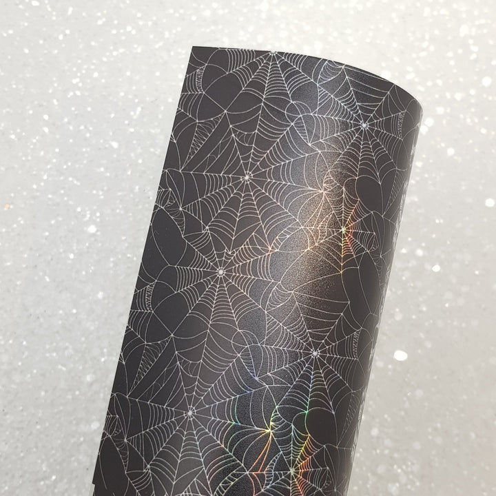 Spider web  - vegan faux Leather vinyl - canvas - choose Fabric material Sheets