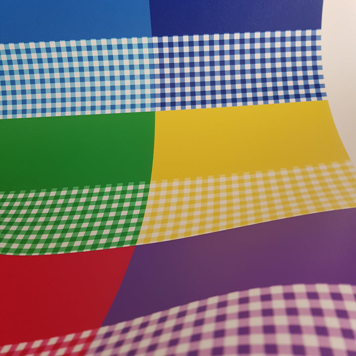 School gingham - Pu Leather vinyl - canvas - choose Fabric material Sheets