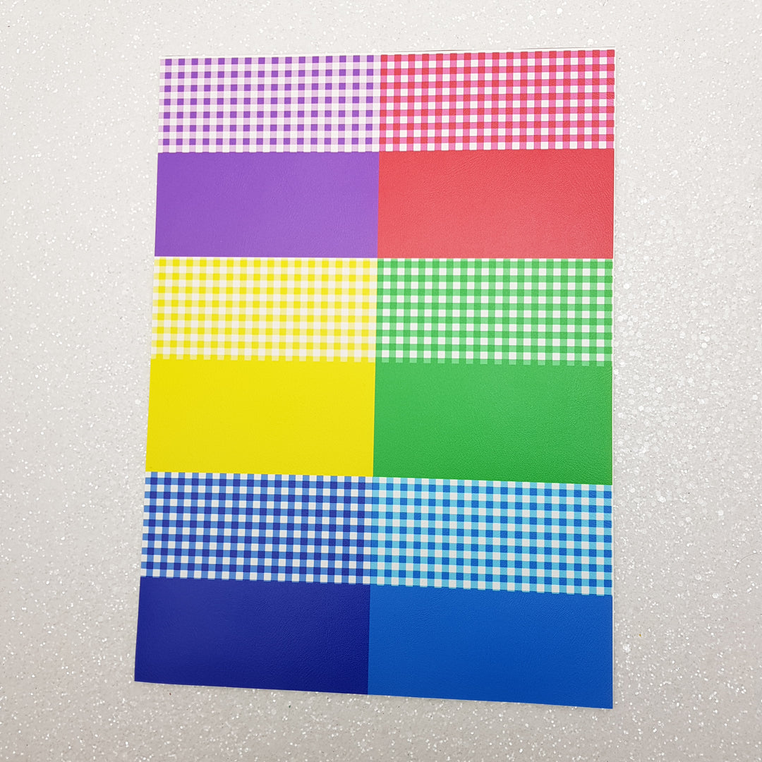 School gingham - Pu Leather vinyl - canvas - choose Fabric material Sheets