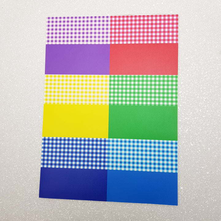 School gingham - Pu Leather vinyl - canvas - choose Fabric material Sheets