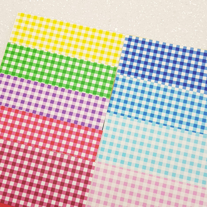 School gingham - Pu Leather vinyl - canvas - choose Fabric material Sheets