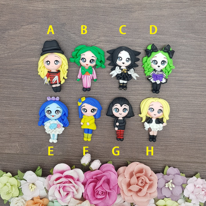 Spooky Halloween girls - Handmade Flatback Clay Bow Centre